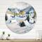 Designart - Mountain Village In Winter - Traditional Metal Circle Wall Art